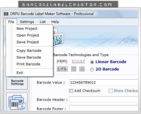 Databar Code 128 2D Barcode screenshot