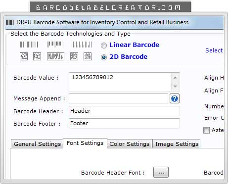 Screenshot of Inventory Barcode Label Creator