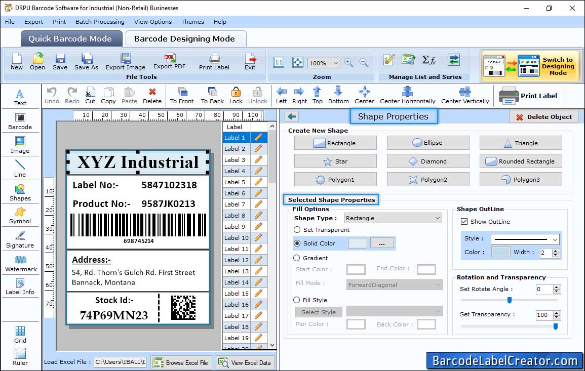 Barcode Label Creator - Manufacturing Industry