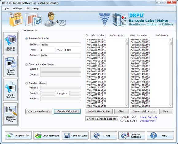 Screenshot of Barcodes for Healthcare Industry