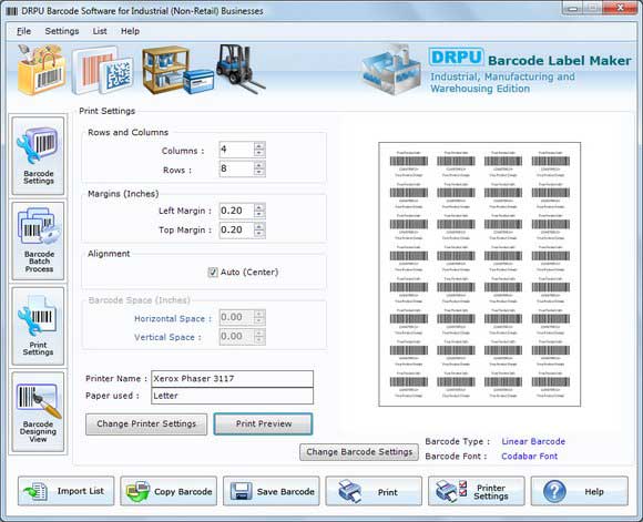 Screenshot of Industrial and Manufacturing Barcodes