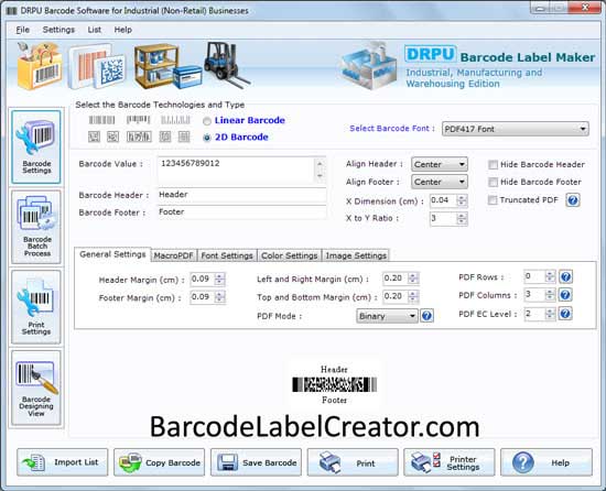 Barcode Label Creator for Manufacturing screenshot