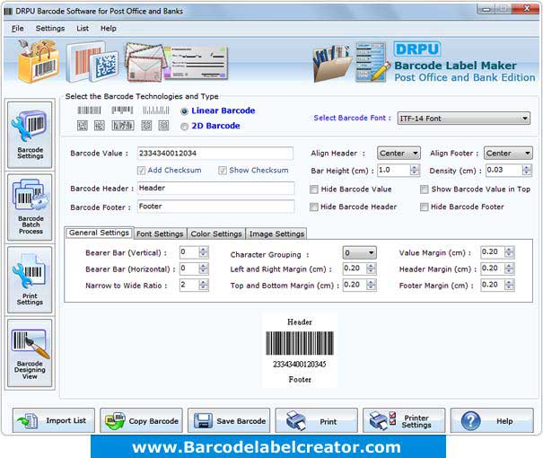 Postal Barcode Labels Creator screenshot