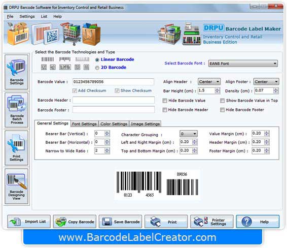 Retail Barcode Label Creator Software screenshot