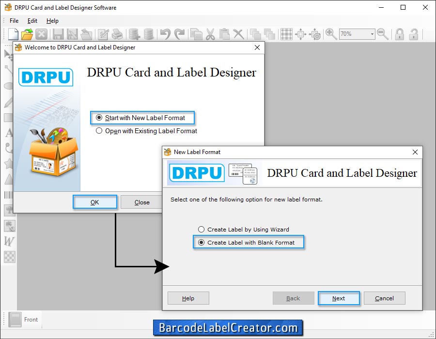 Start with New Label Format