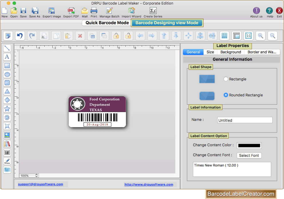 Mac Barcode Label Creator - Corporate Edition
