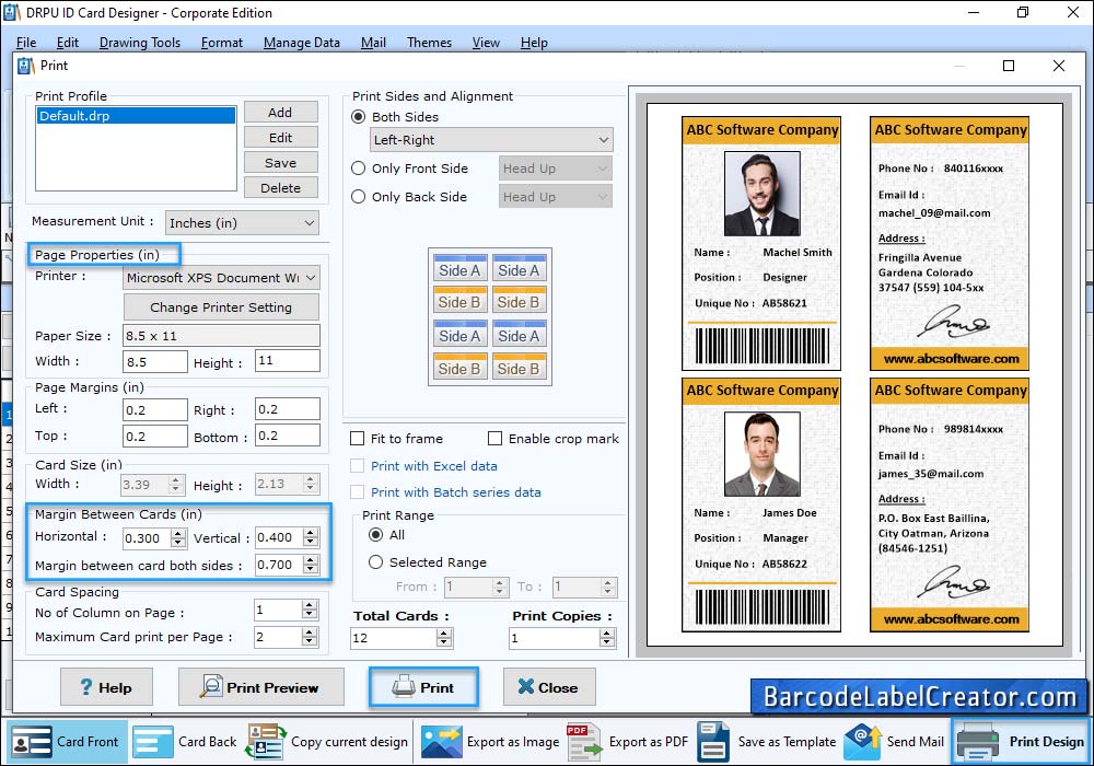 Print designed ID cards