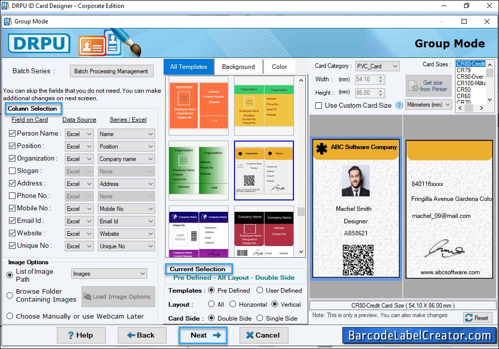 Choose any one pre-defined template