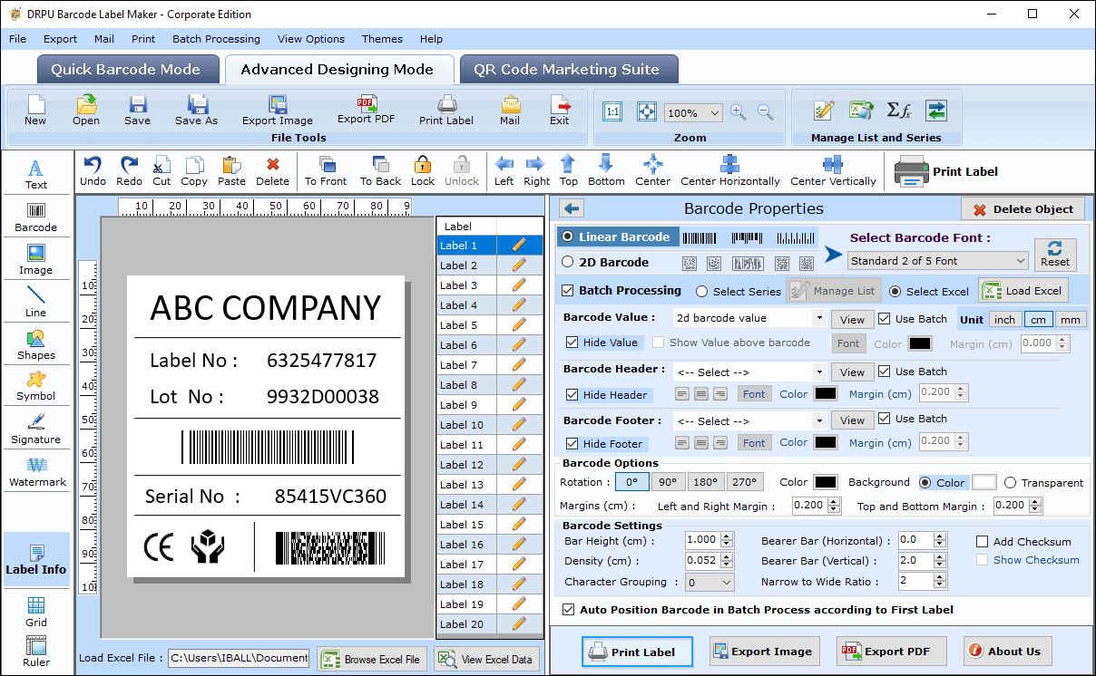 Print Barcode Labels