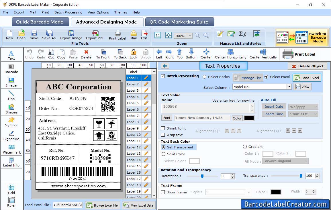 Print Barcode Labels