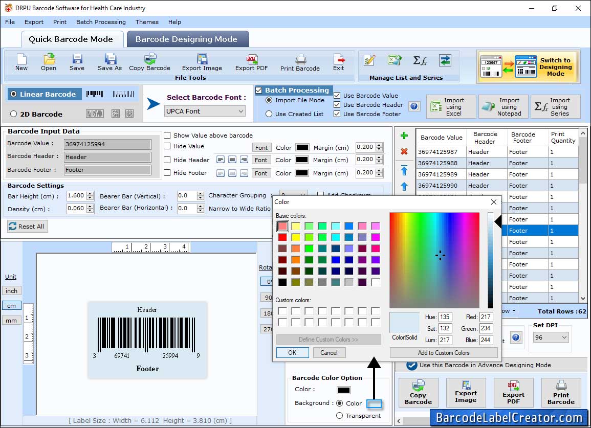 Barcode Label Creator - Healthcare Industry