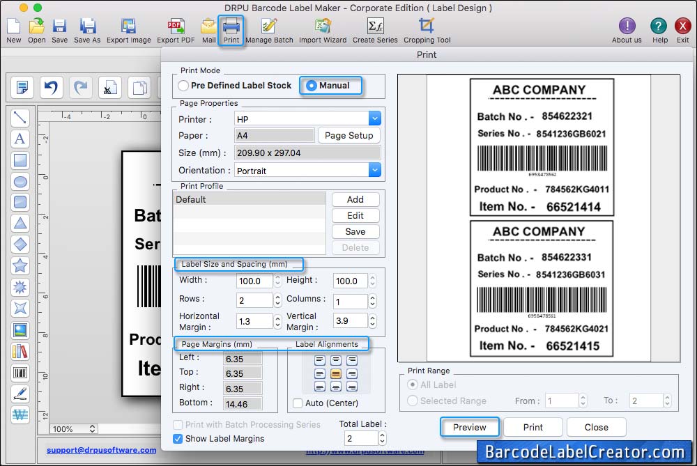 Export Label as PDF