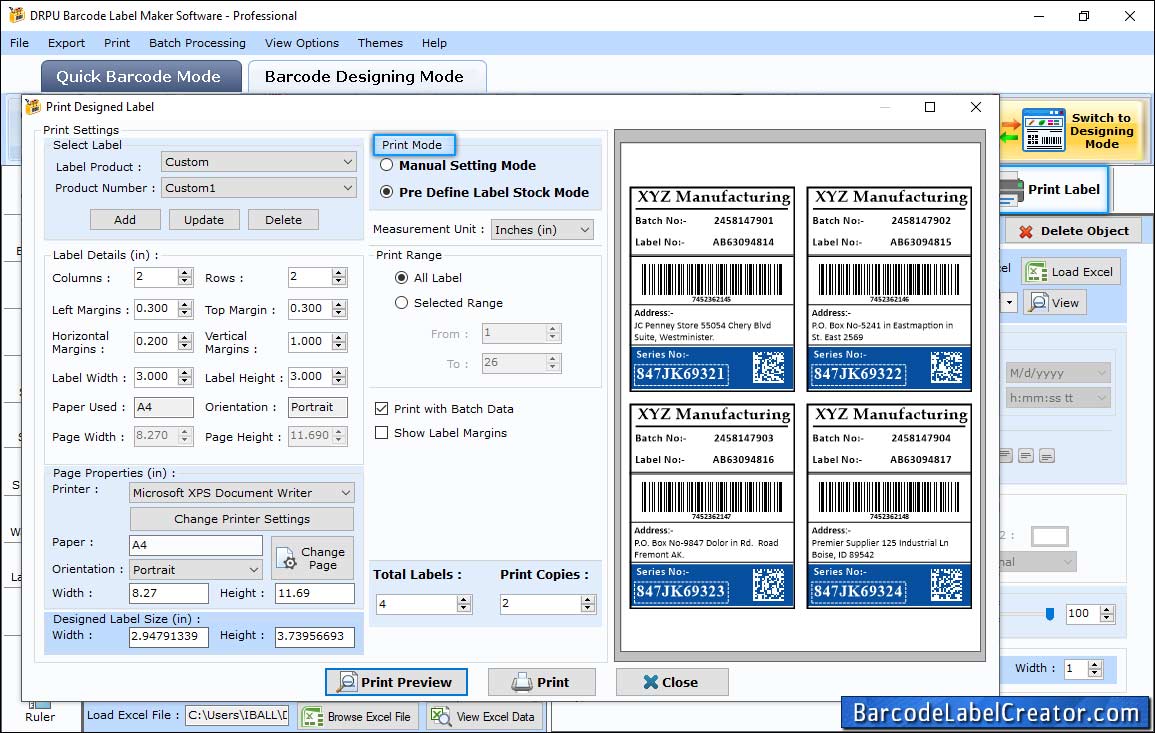 Print Barcode Labels