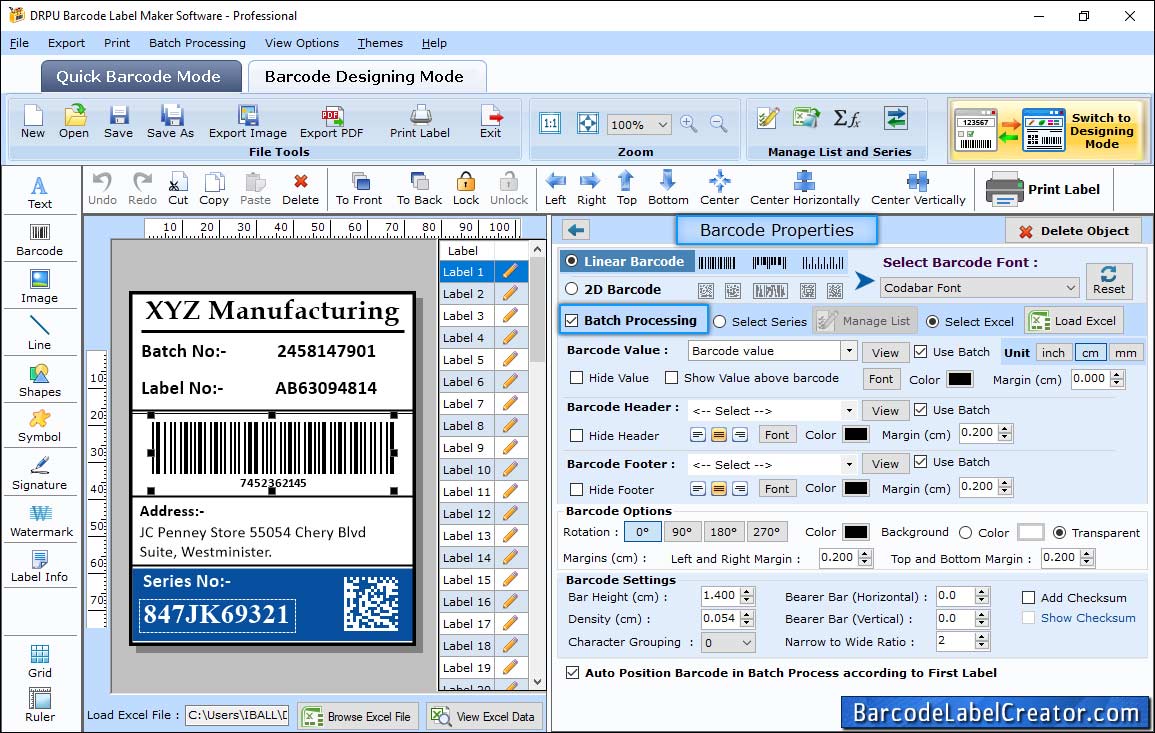 Barcode Label Creator - Professional Edition