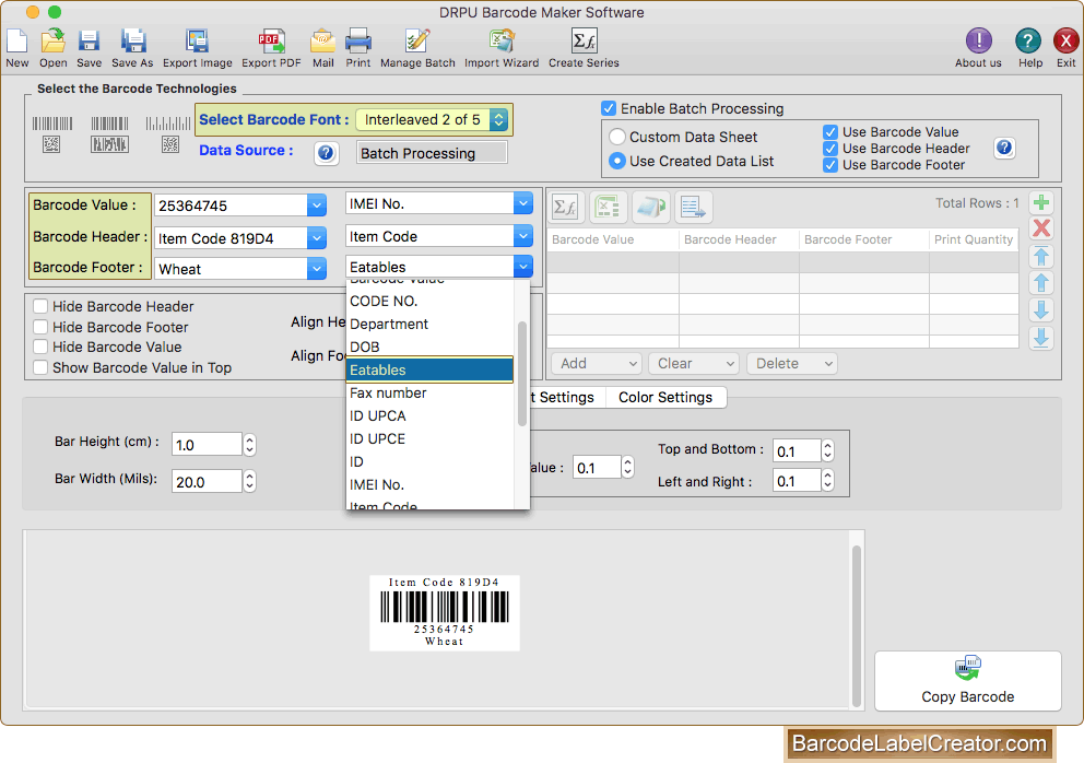 Barcode Label Creator - Mac