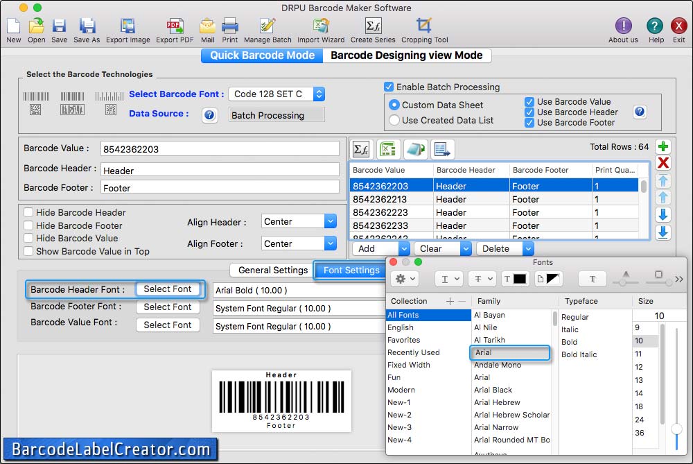 Barcode Label Creator - Mac