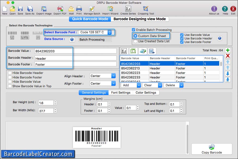 Select Barcode Font