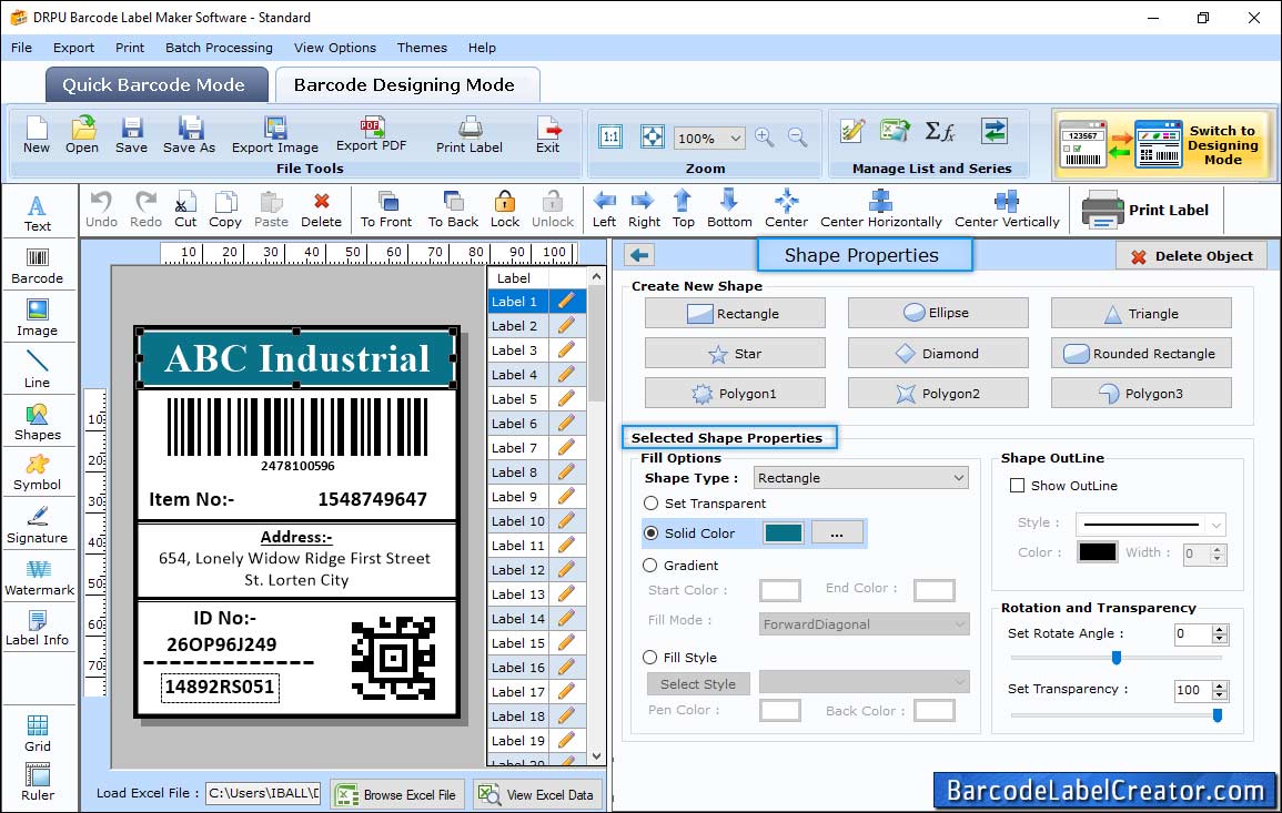 card shape Settings